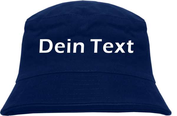 Individueller Fischerhut - dunkelblau - Blockschrift - Bucket Hat mit Wunschtext bedruckt