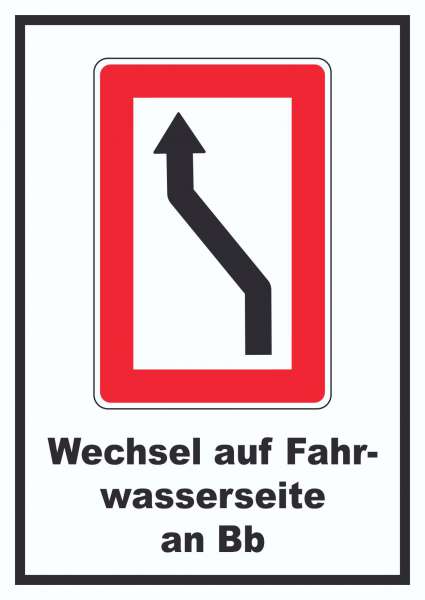 Wechsel auf die Fahrwasserseite Backbordseite Symbol und Text