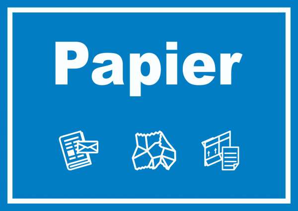 Papier Mülltrennung Schild Text Symbol Karton waagerecht