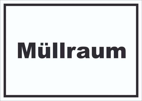 Müllraum Schild mit Text Abfall Mülltrennung waagerecht