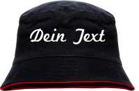 Individueller Fischerhut - schwarz rot - Schreibschrift - Bucket Hat mit Wunschtext bedruckt Individueller Fischerhut - schwarz rot - Schreibschrift - Bucket Hat mit Wunschtext bedruckt