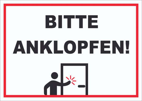 Schild Bitte anklopfen waagerecht