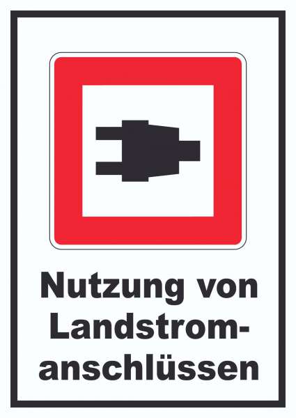 Nutzung von Landstromanschlüssen Schild