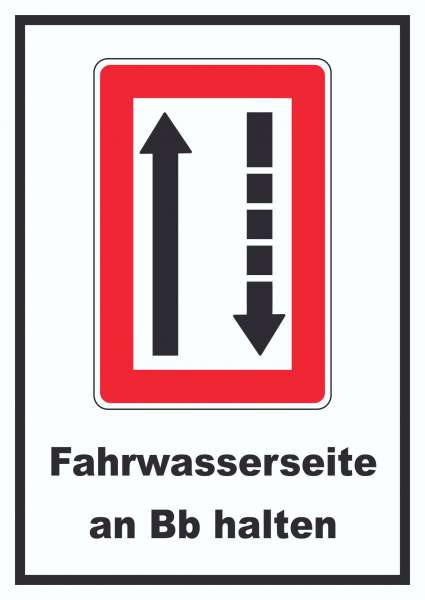 Fahrwasserseite an Backbord halten Symbol und Text